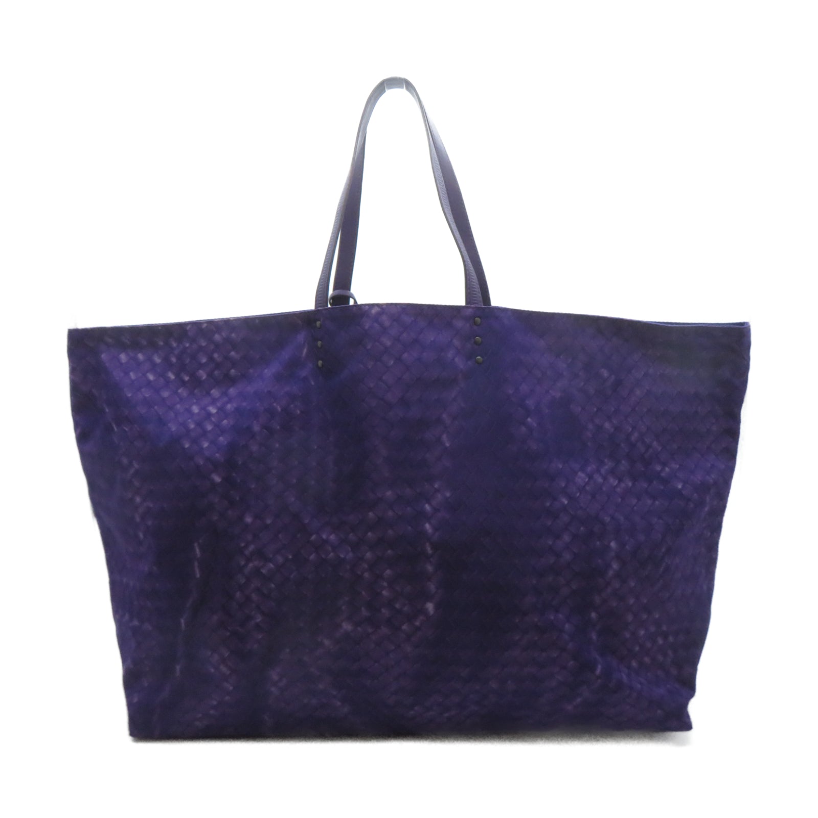 BOTTEGA VENETA 尼龍Tote Bag銀扣肩背袋紫色