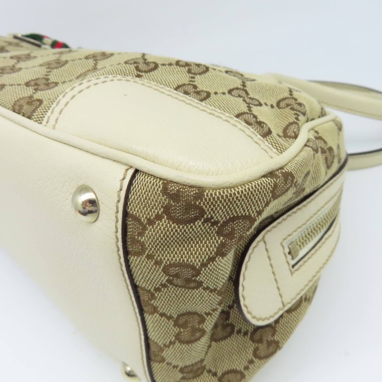 GUCCI 帆布Shoulder Bag金扣肩背袋米色