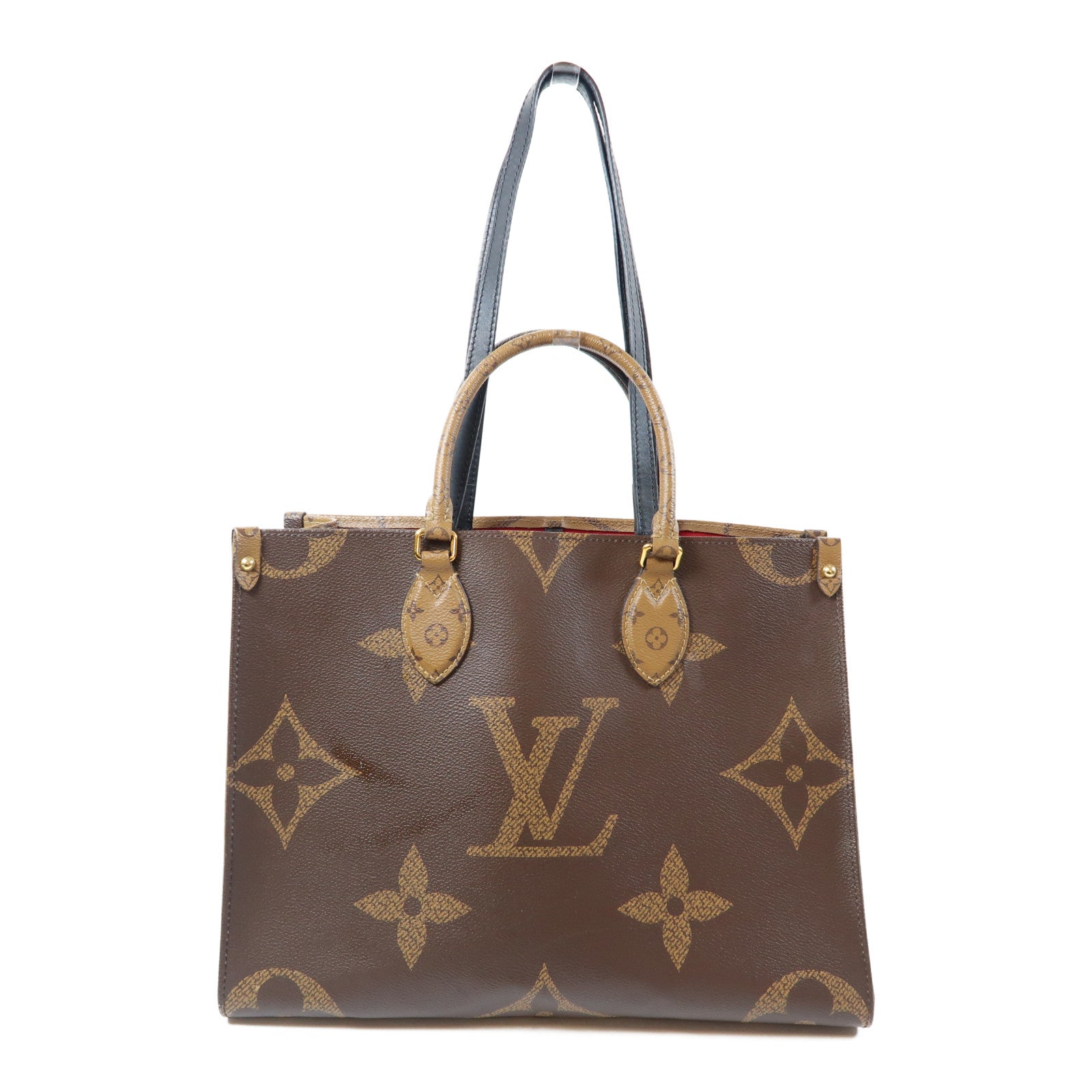 LOUIS VUITTON Monogram Reverse On The Go MM金扣手挽肩背兩用袋啡色