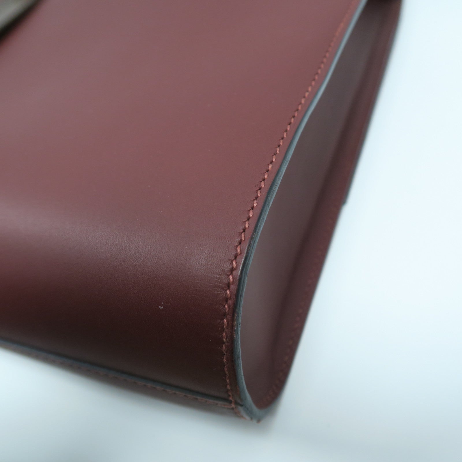HERMES Swift皮革/Sombrero皮革Etriviere II銀扣手挽袋Rough暗紅色