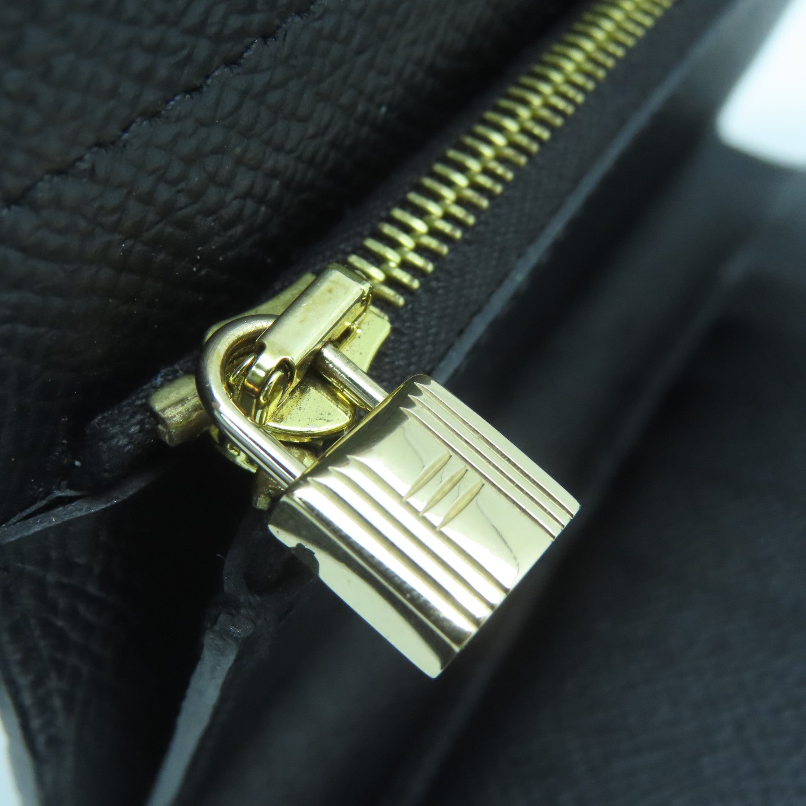 HERMES Epsom Leather Kelly Wallet Gold Buckle Wallet Black