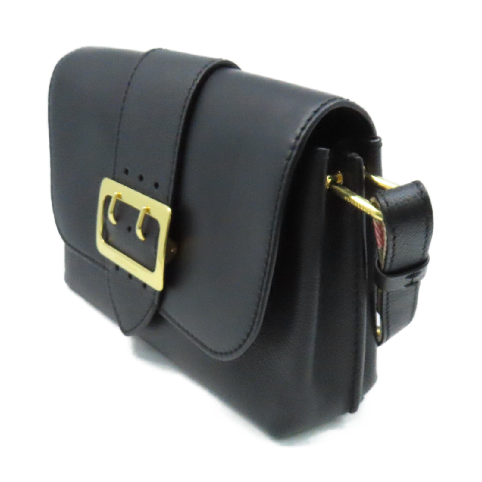 BURBERRY 【激減優惠】牛皮皮革Shoulder Bag肩背袋黑色