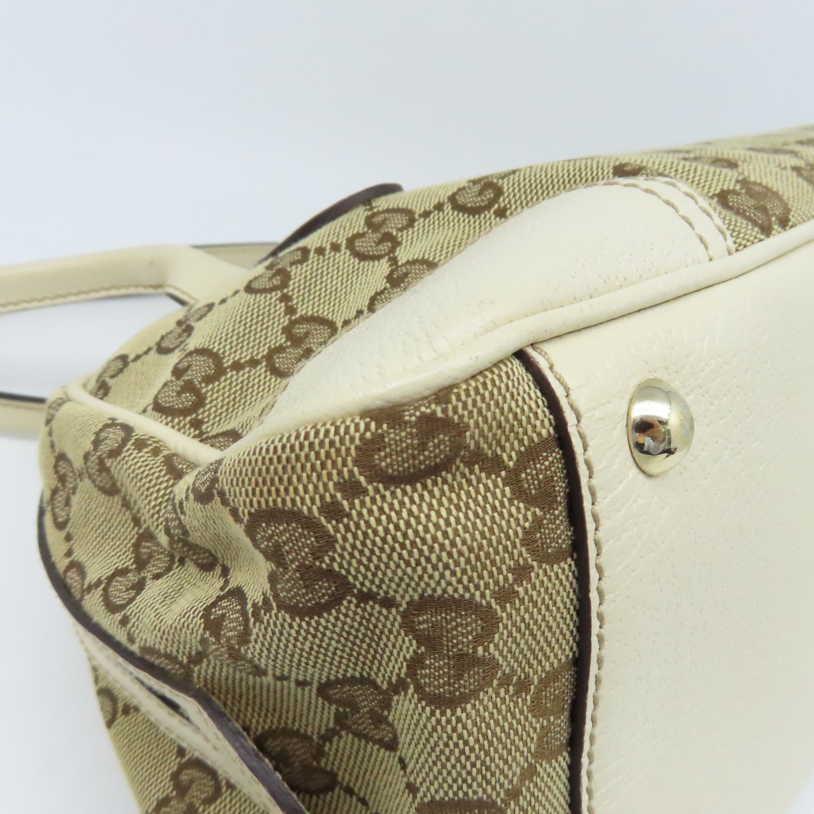 GUCCI 帆布Shoulder Bag金扣肩背袋米色