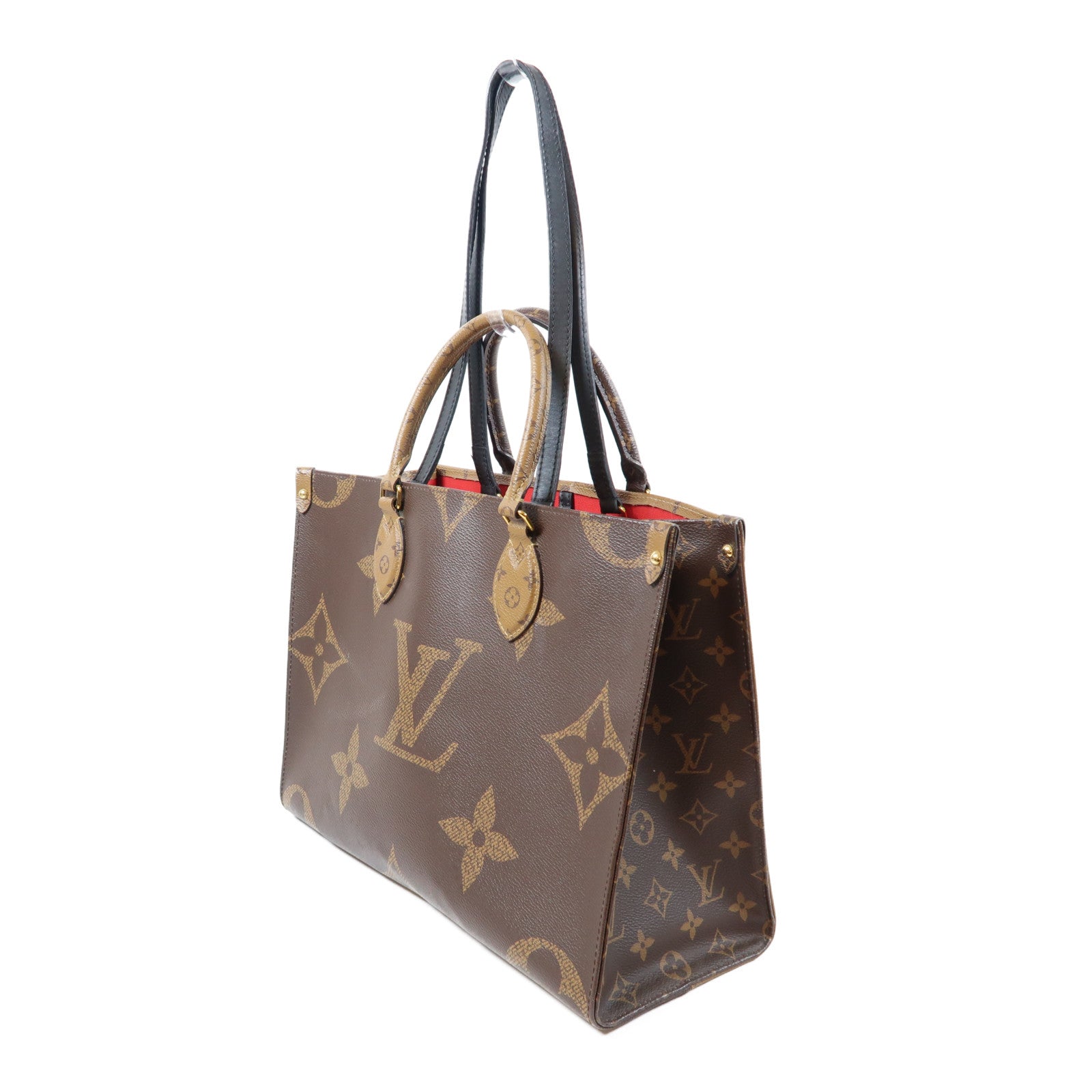 LOUIS VUITTON Monogram Reverse On The Go MM金扣手挽肩背兩用袋啡色