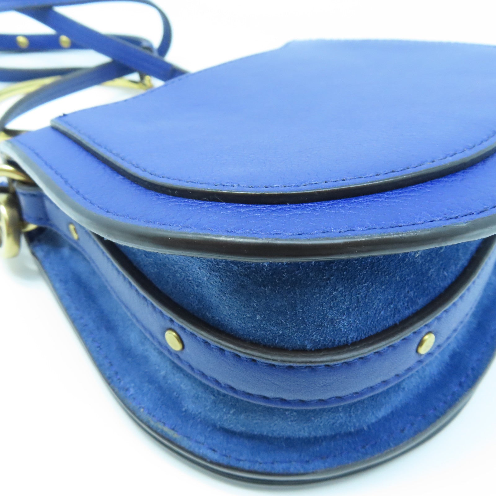 Chloe Leather Bracelet Nile Gold Buckle Shoulder Bag Blue