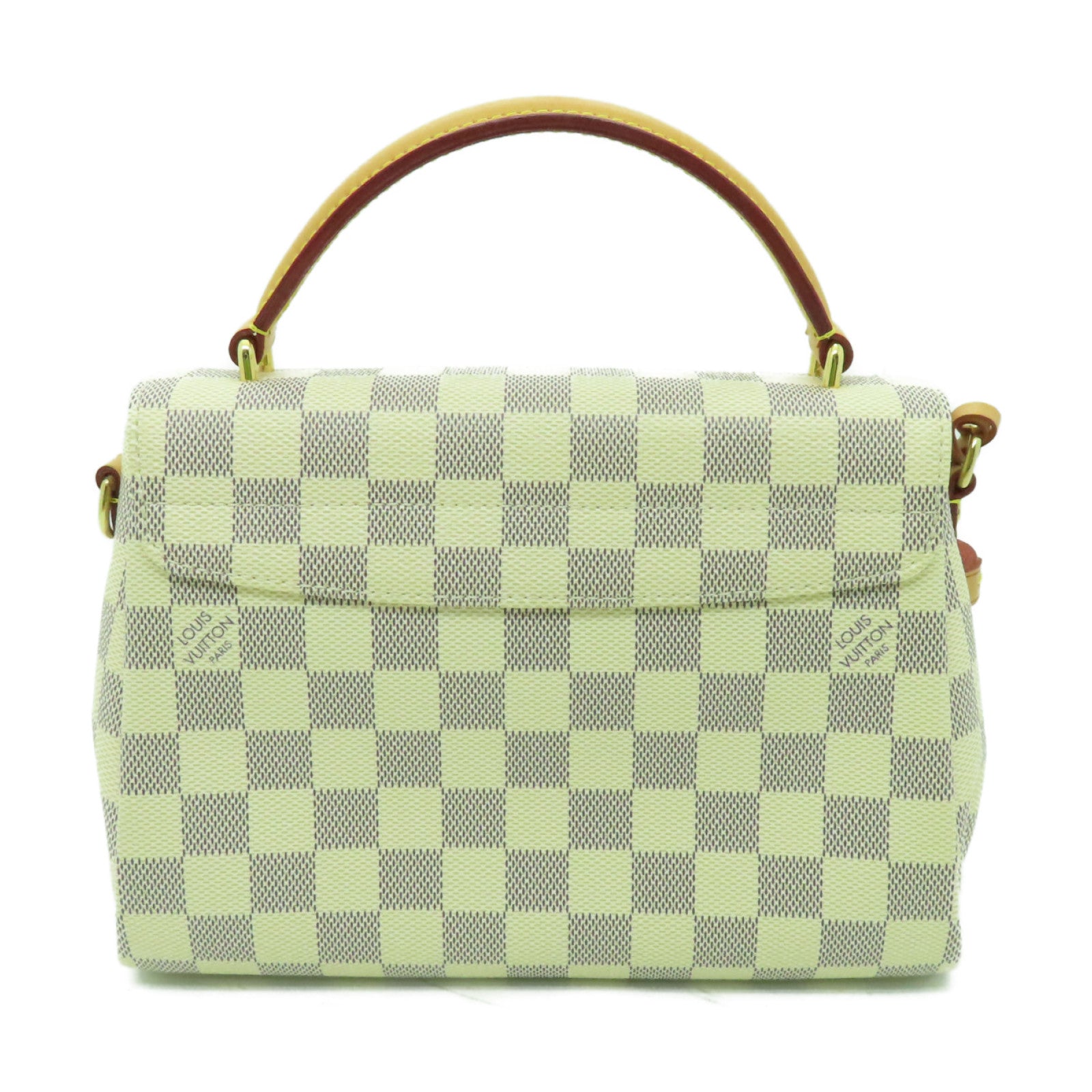LOUIS VUITTON Damier Azur Croisette 金扣手挽肩背兩用袋白色