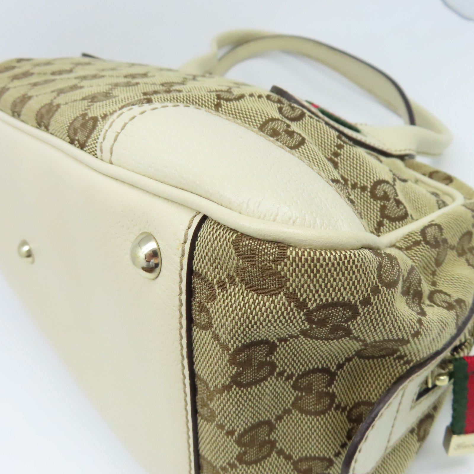 GUCCI 帆布Shoulder Bag金扣肩背袋米色