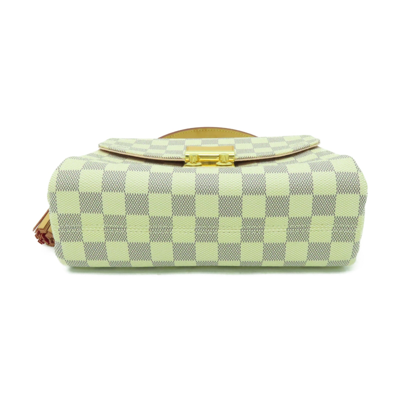 LOUIS VUITTON Damier Azur Croisette 金扣手挽肩背兩用袋白色