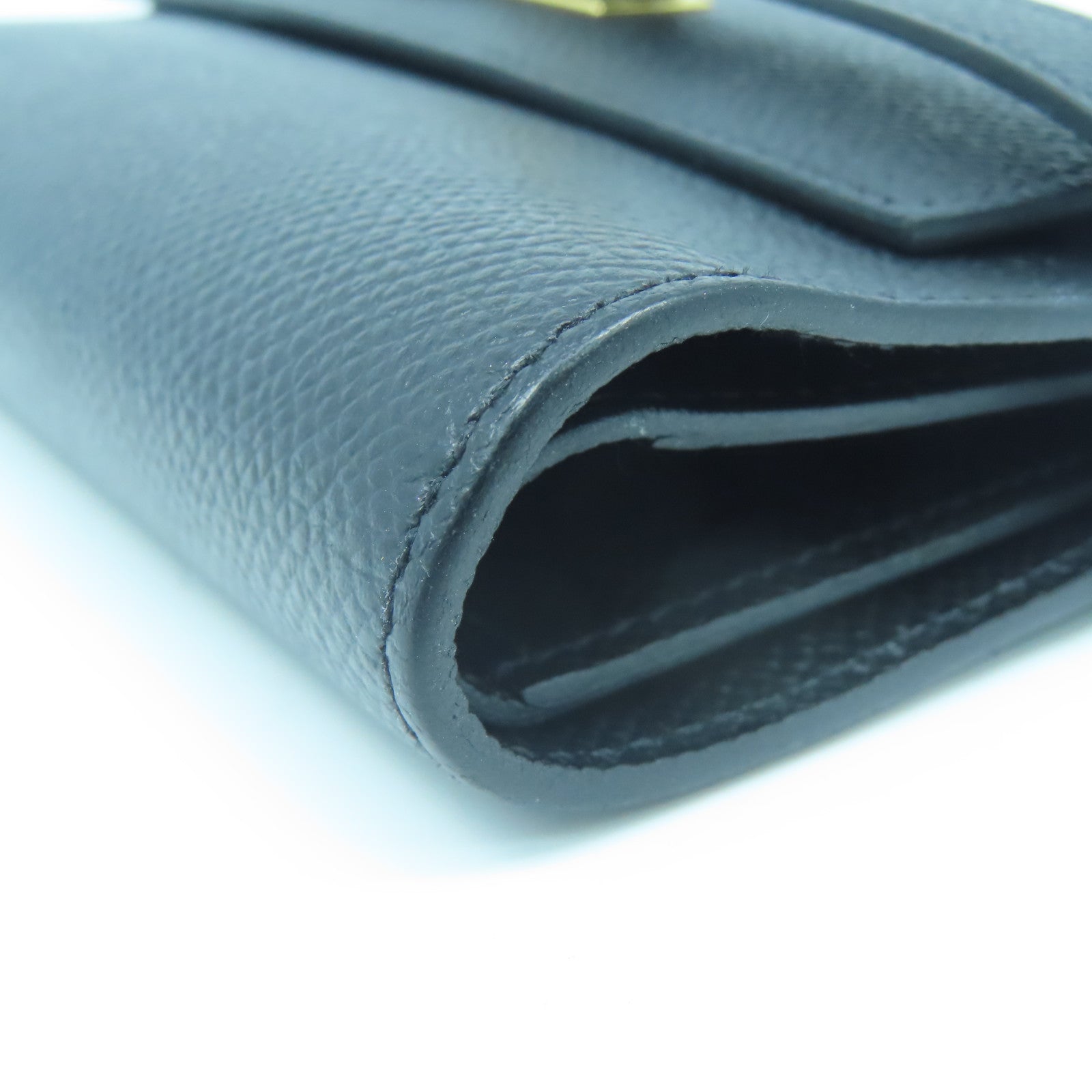 HERMES Epsom Leather Kelly Wallet Gold Buckle Wallet Black