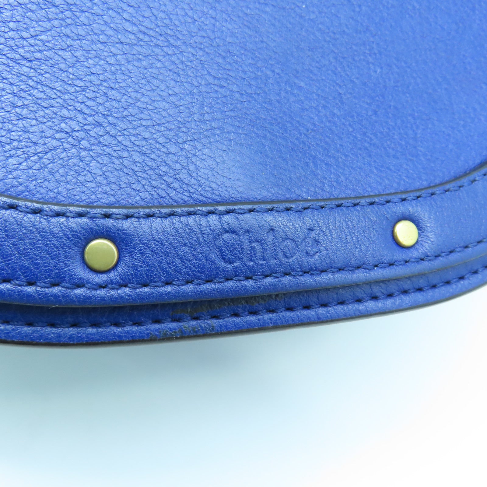 Chloe Leather Bracelet Nile Gold Buckle Shoulder Bag Blue