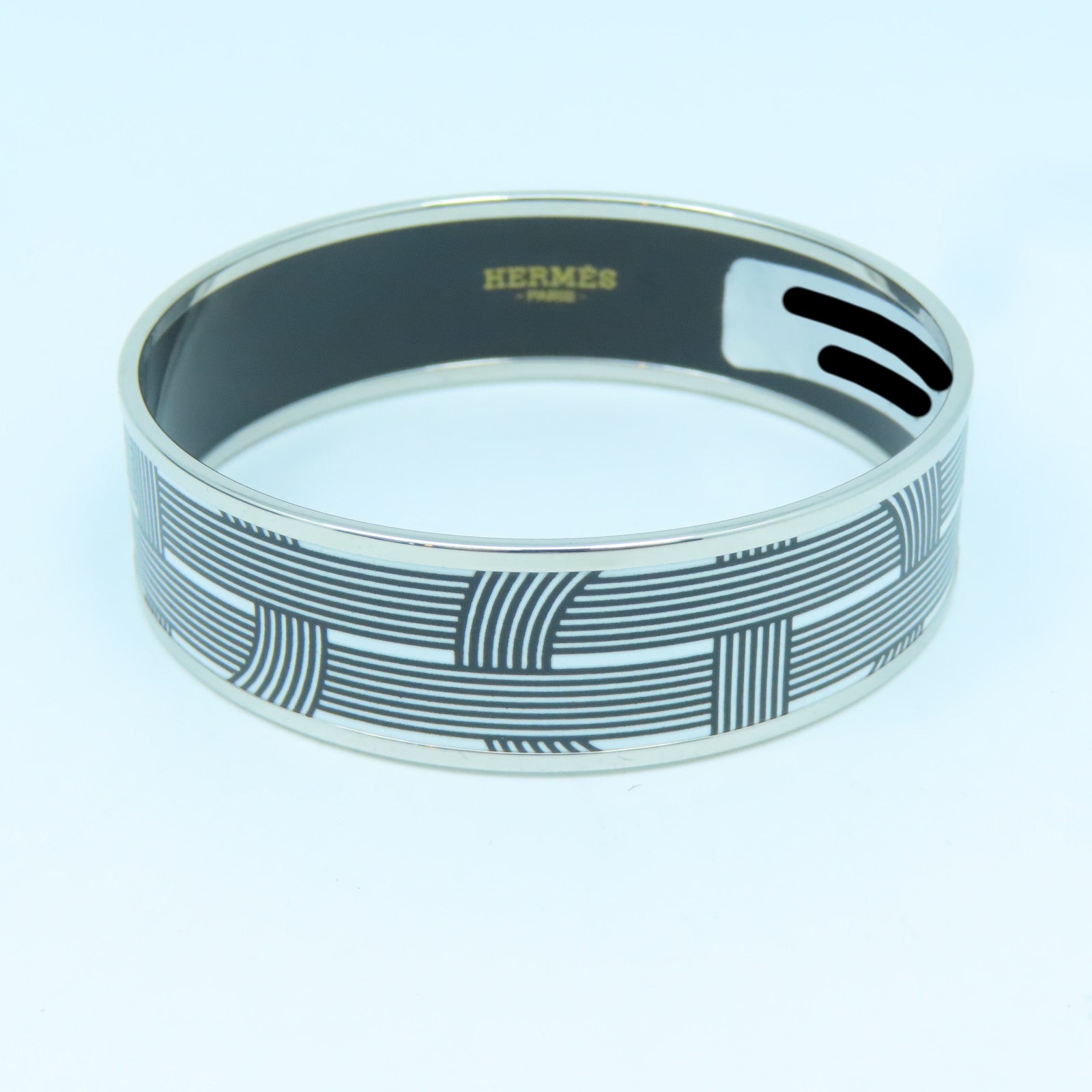 HERMES Metal Bangle Bangle Black/White/Silver