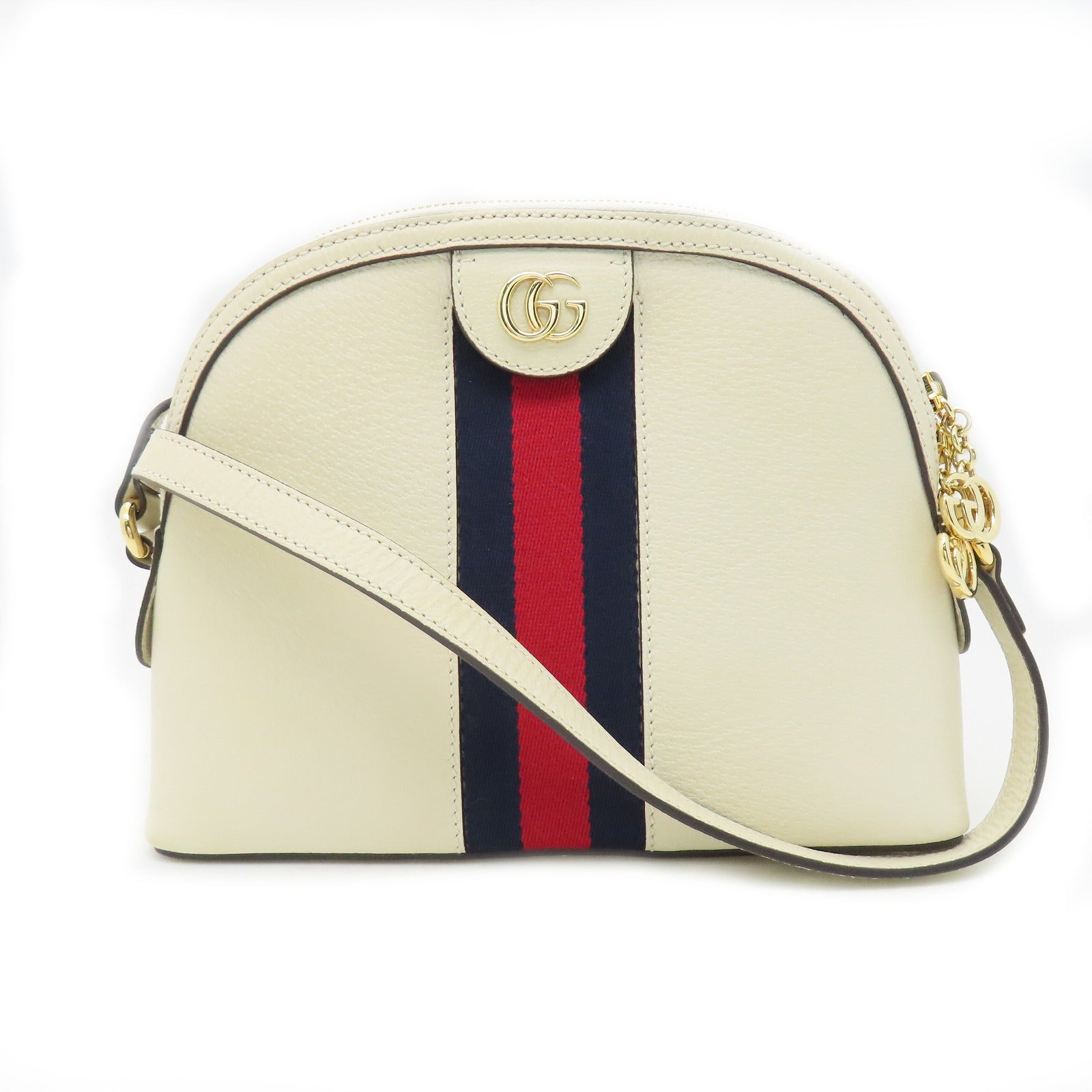 GUCCI 牛皮皮革Ophidia GG金扣肩背袋白色