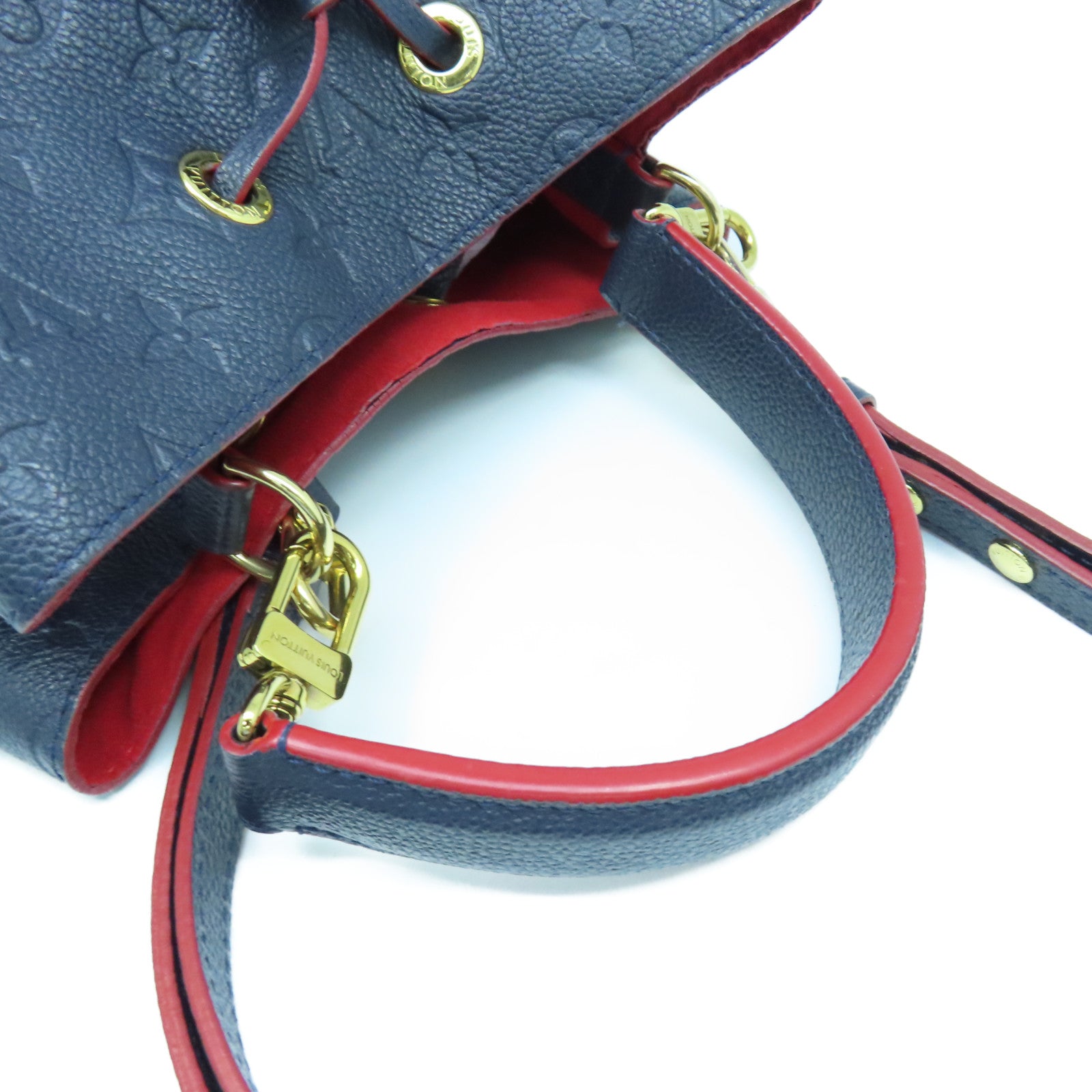 LOUIS VUITTON Monogram Empreinte Neo Noe MM金扣手挽肩背兩用袋藍色