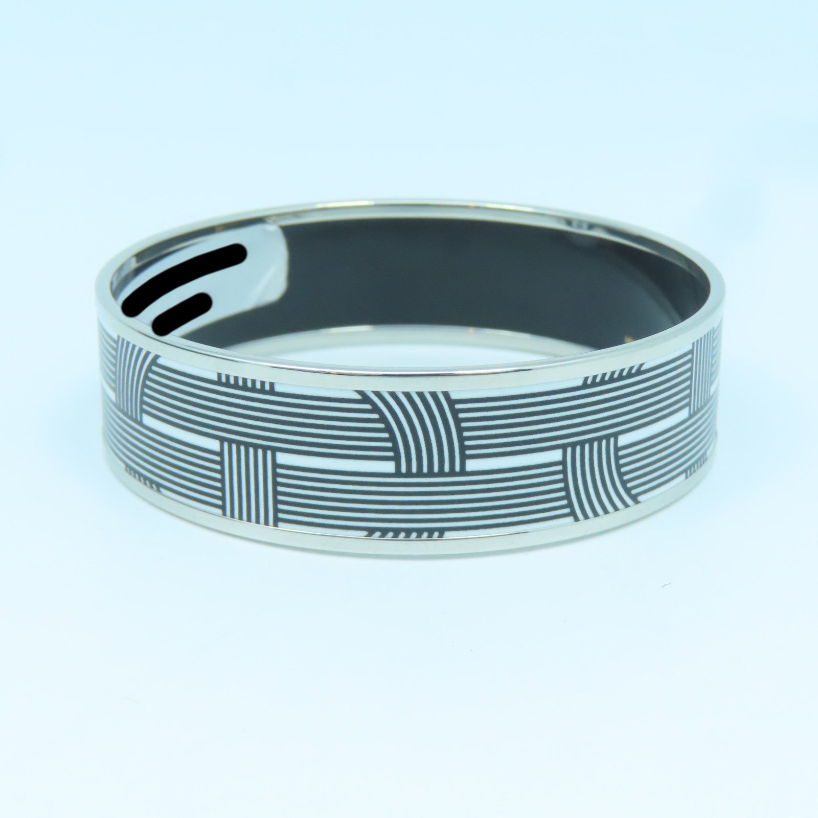 HERMES Metal Bangle Bangle Black/White/Silver