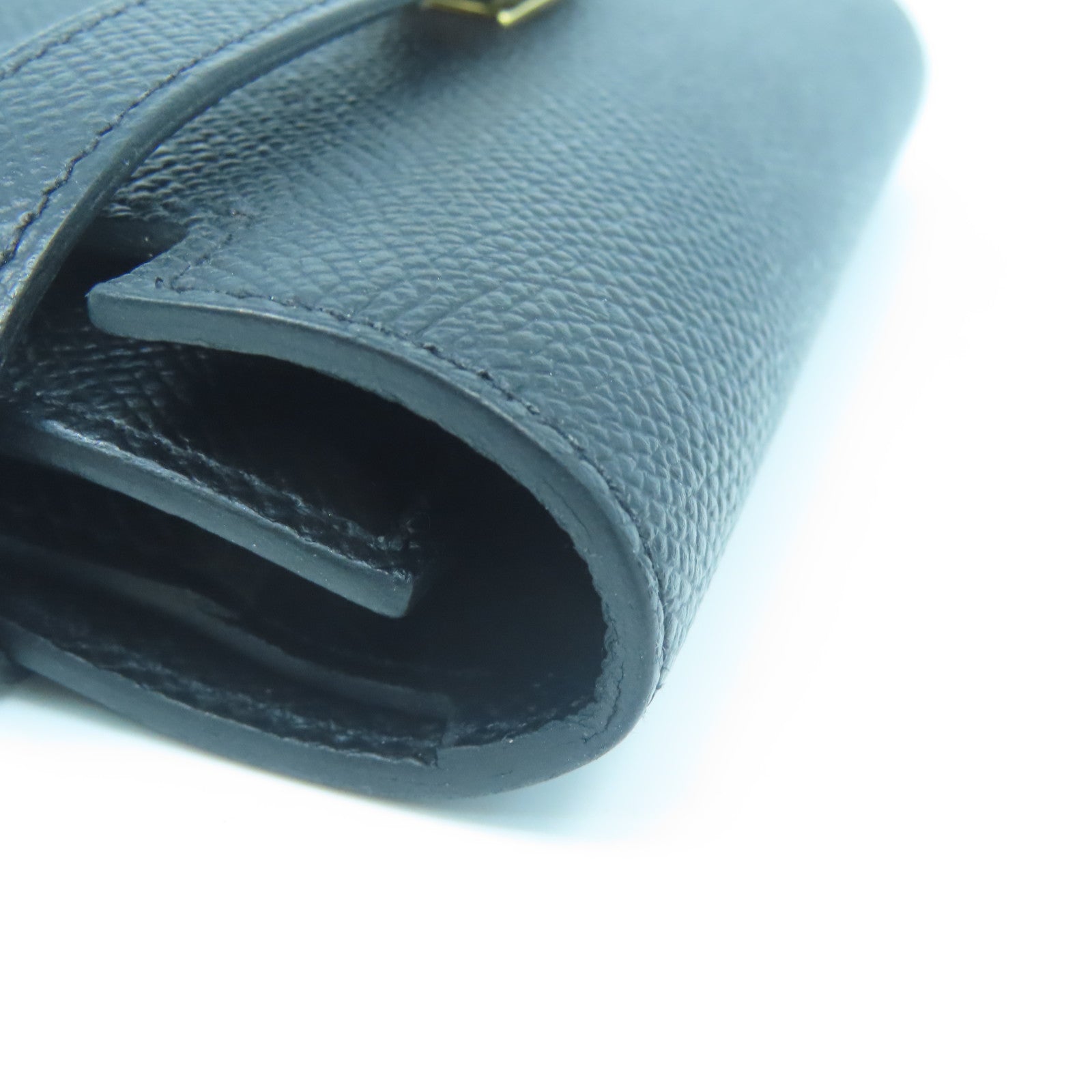 HERMES Epsom Leather Kelly Wallet Gold Buckle Wallet Black