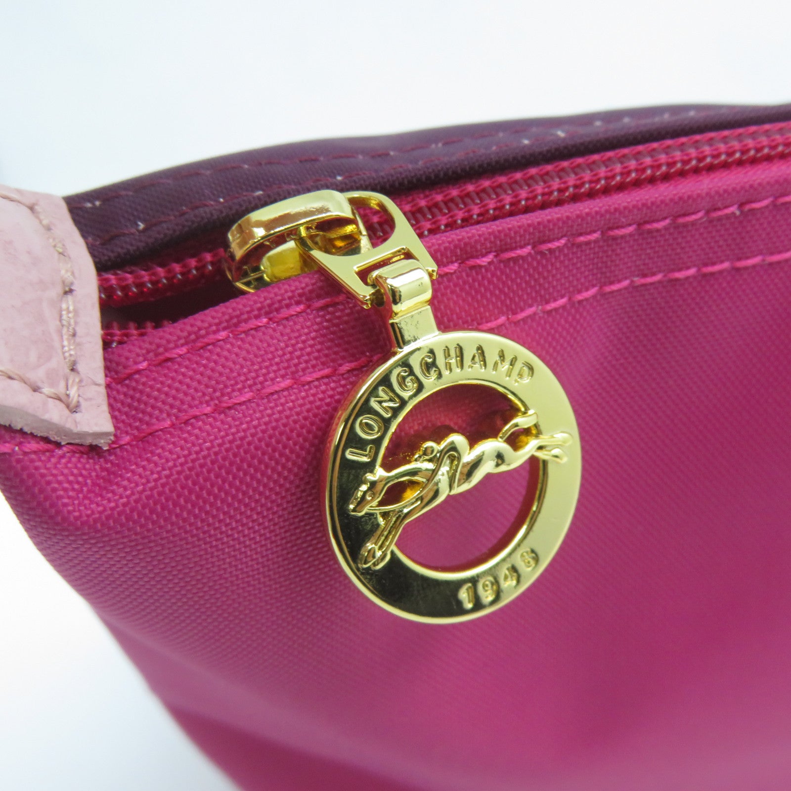 Longchamp 尼龍/皮革Handbag金扣手挽袋粉紅色/紫色