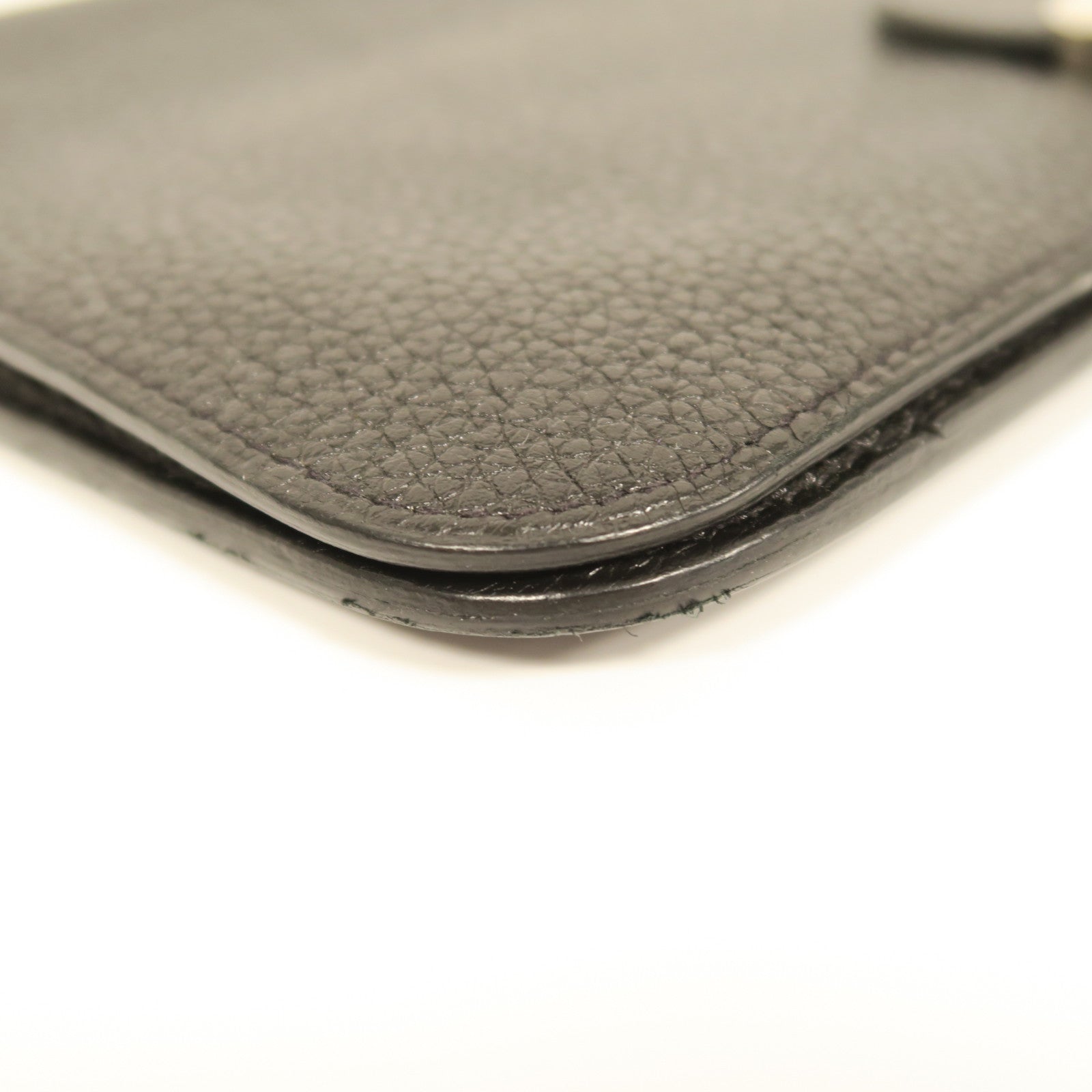 HERMES Clemence皮革Dogon Duo Wallet銀扣長錢包黑色
