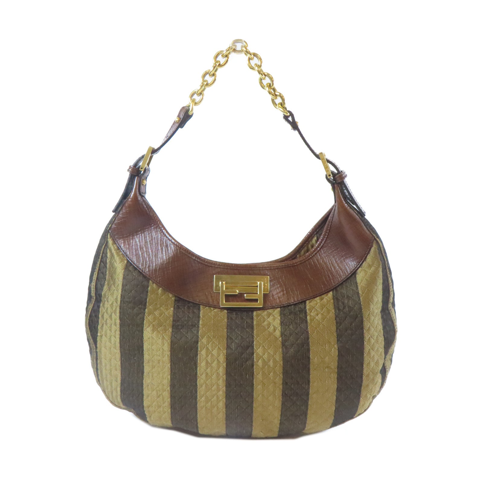 FENDI 帆布Shoulder Bag金扣肩背袋啡色