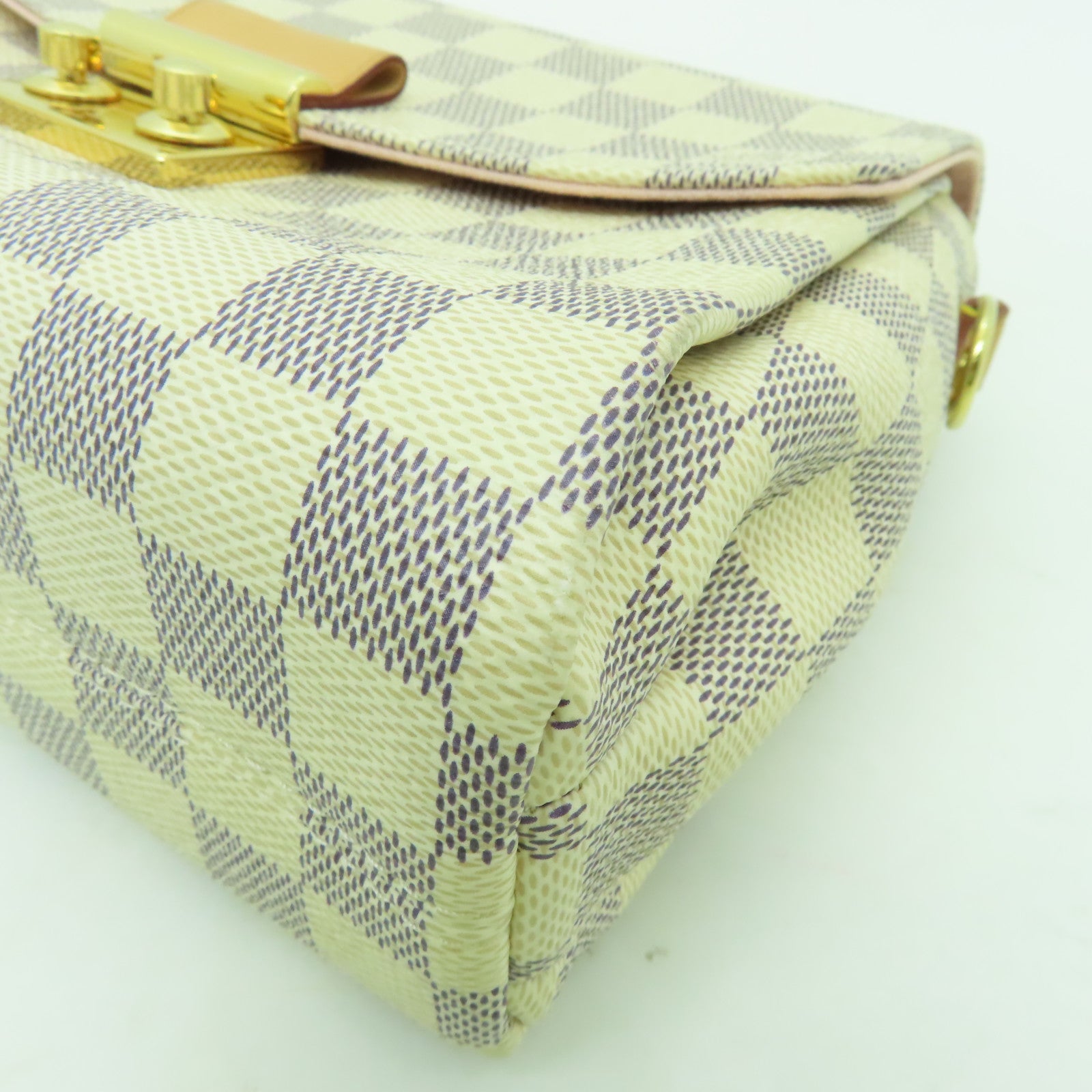LOUIS VUITTON Damier Azur Croisette 金扣手挽肩背兩用袋白色