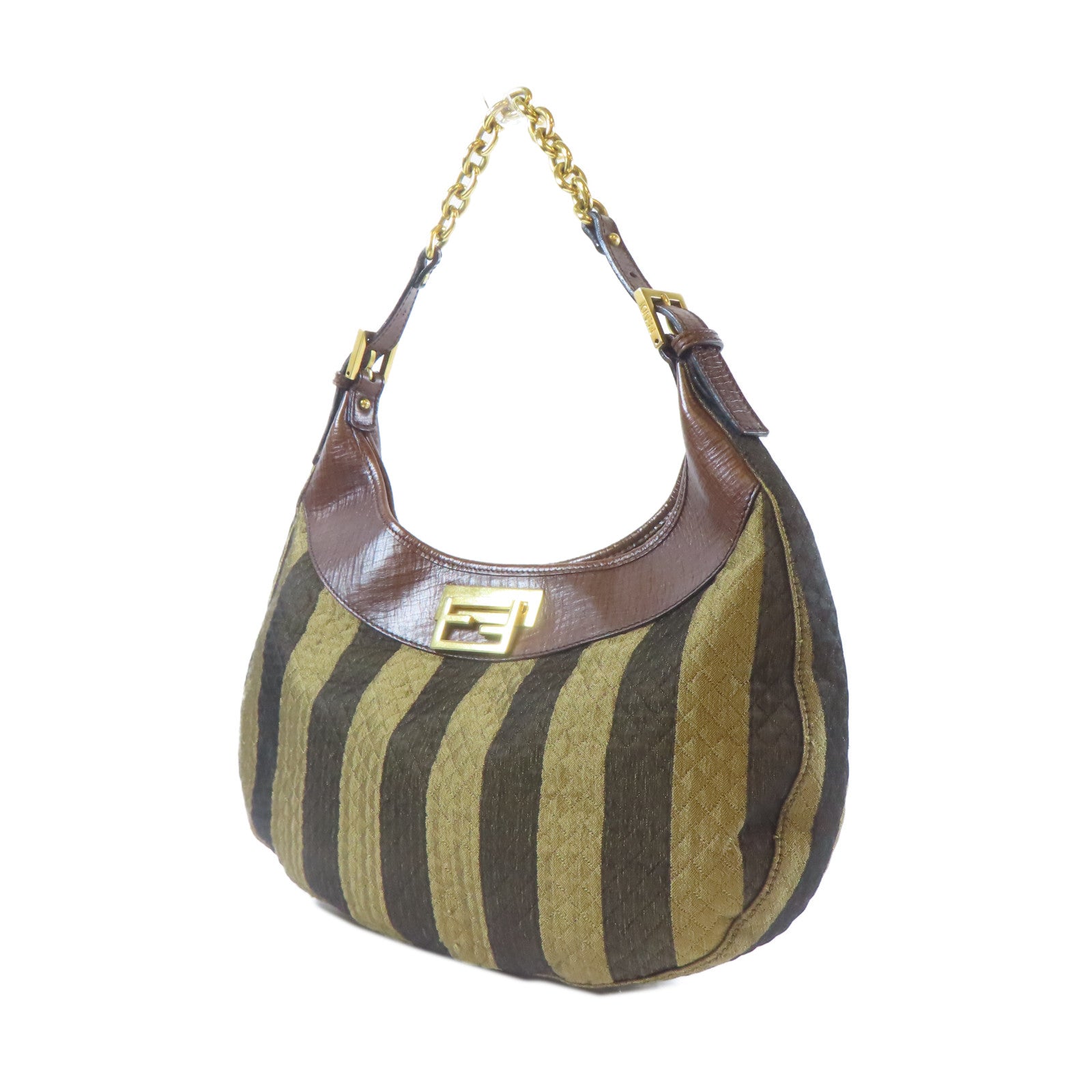 FENDI 帆布Shoulder Bag金扣肩背袋啡色