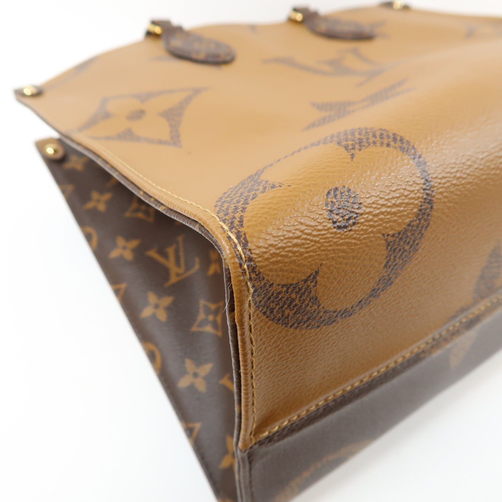 LOUIS VUITTON Monogram Reverse On The Go MM金扣手挽肩背兩用袋啡色