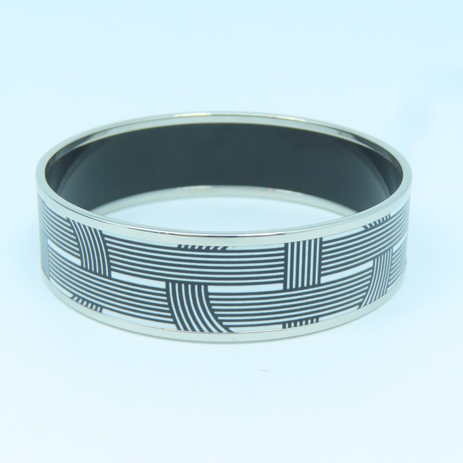 HERMES Metal Bangle Bangle Black/White/Silver