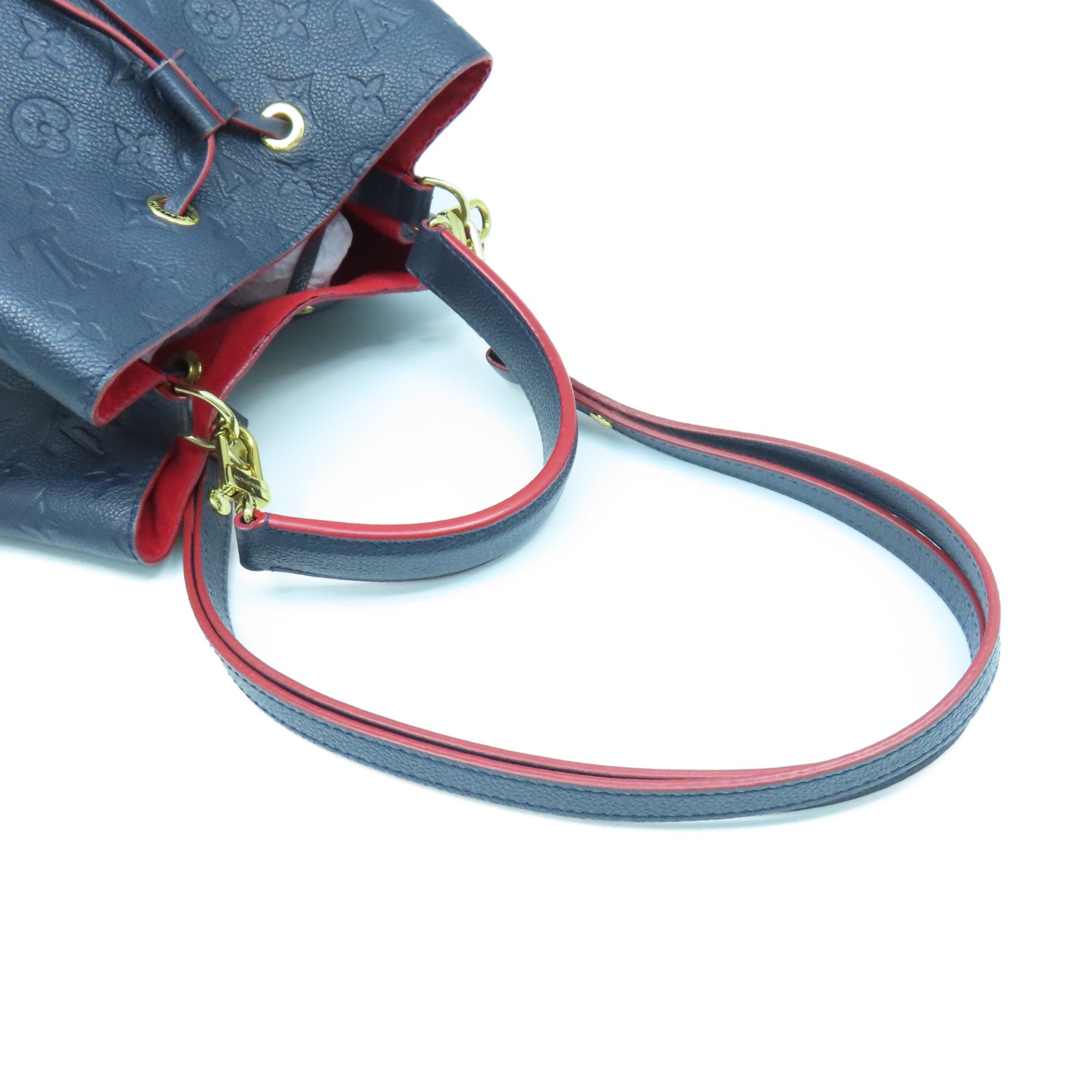 LOUIS VUITTON Monogram Empreinte Neo Noe MM金扣手挽肩背兩用袋藍色