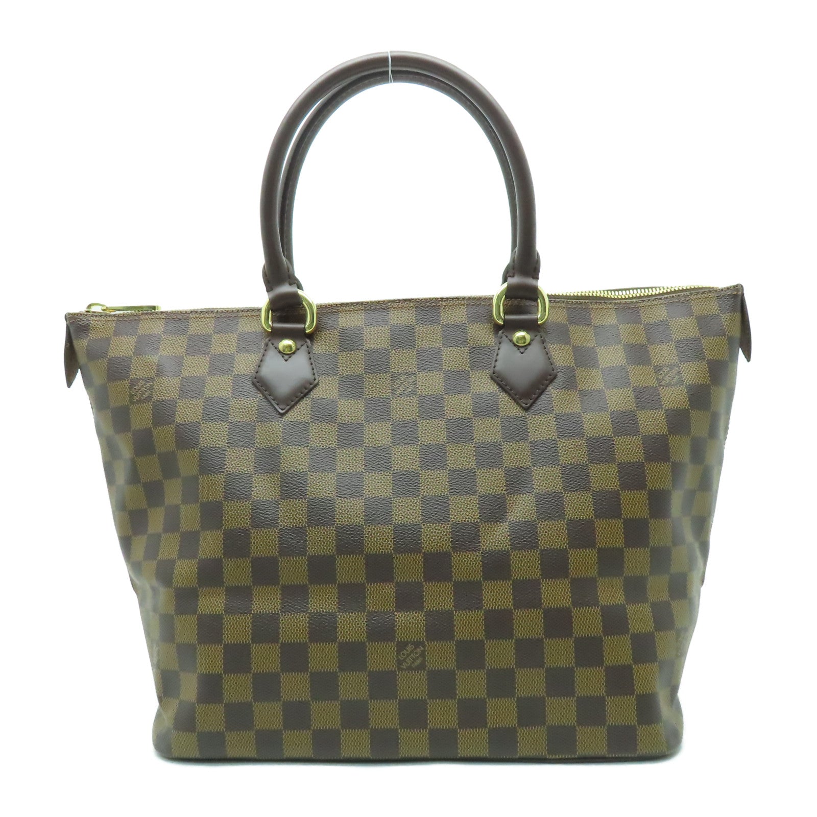 LOUIS VUITTON Damier Saleya MM金扣手挽袋啡色