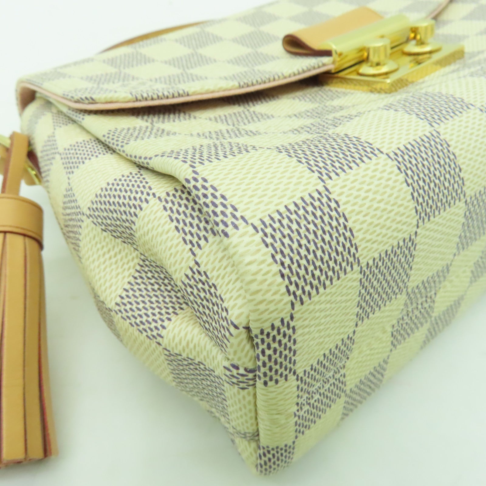 LOUIS VUITTON Damier Azur Croisette 金扣手挽肩背兩用袋白色