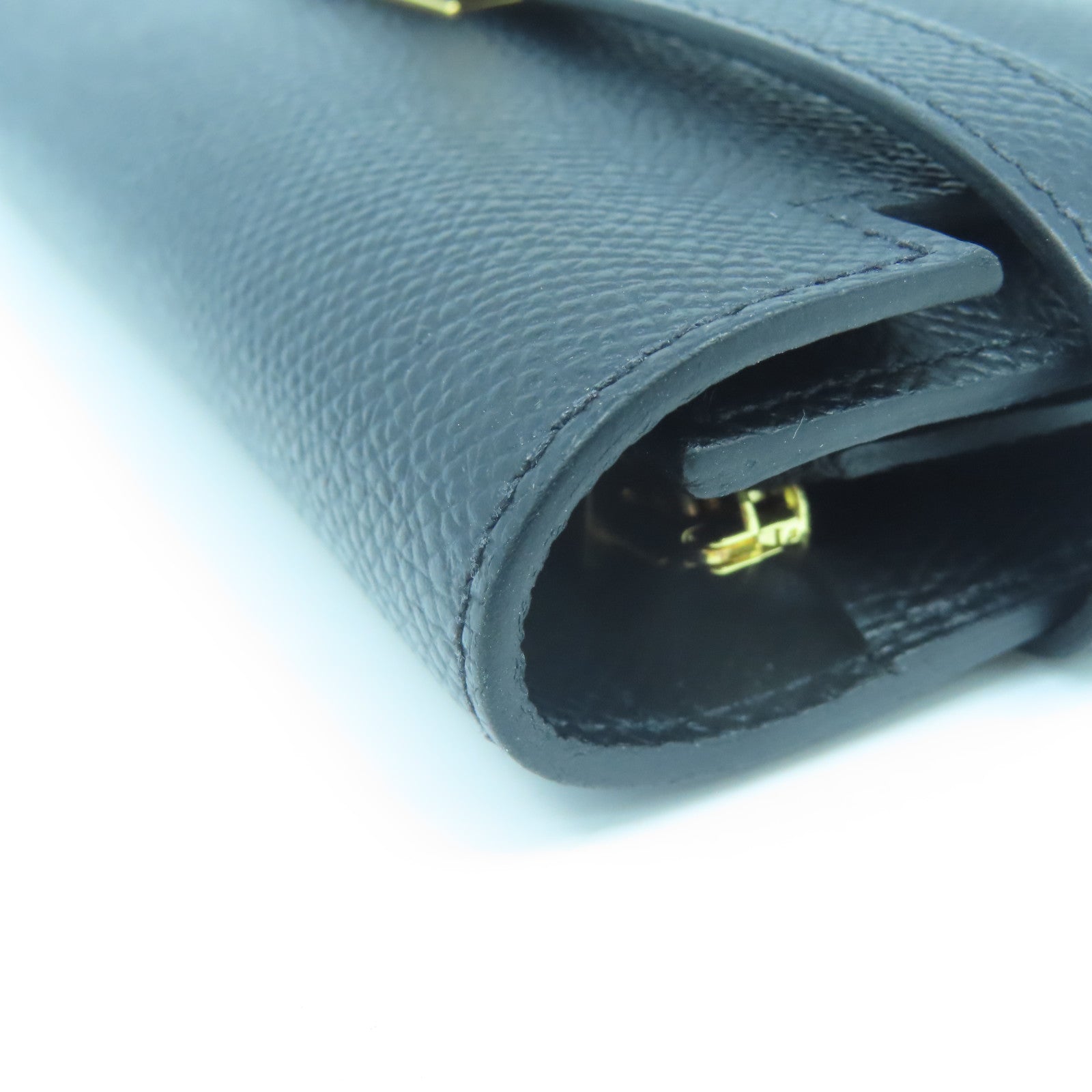 HERMES Epsom Leather Kelly Wallet Gold Buckle Wallet Black