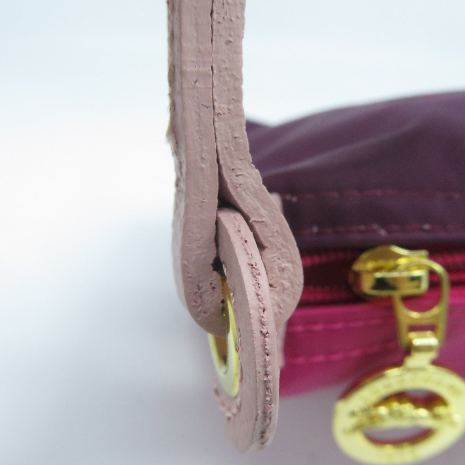 Longchamp 尼龍/皮革Handbag金扣手挽袋粉紅色/紫色