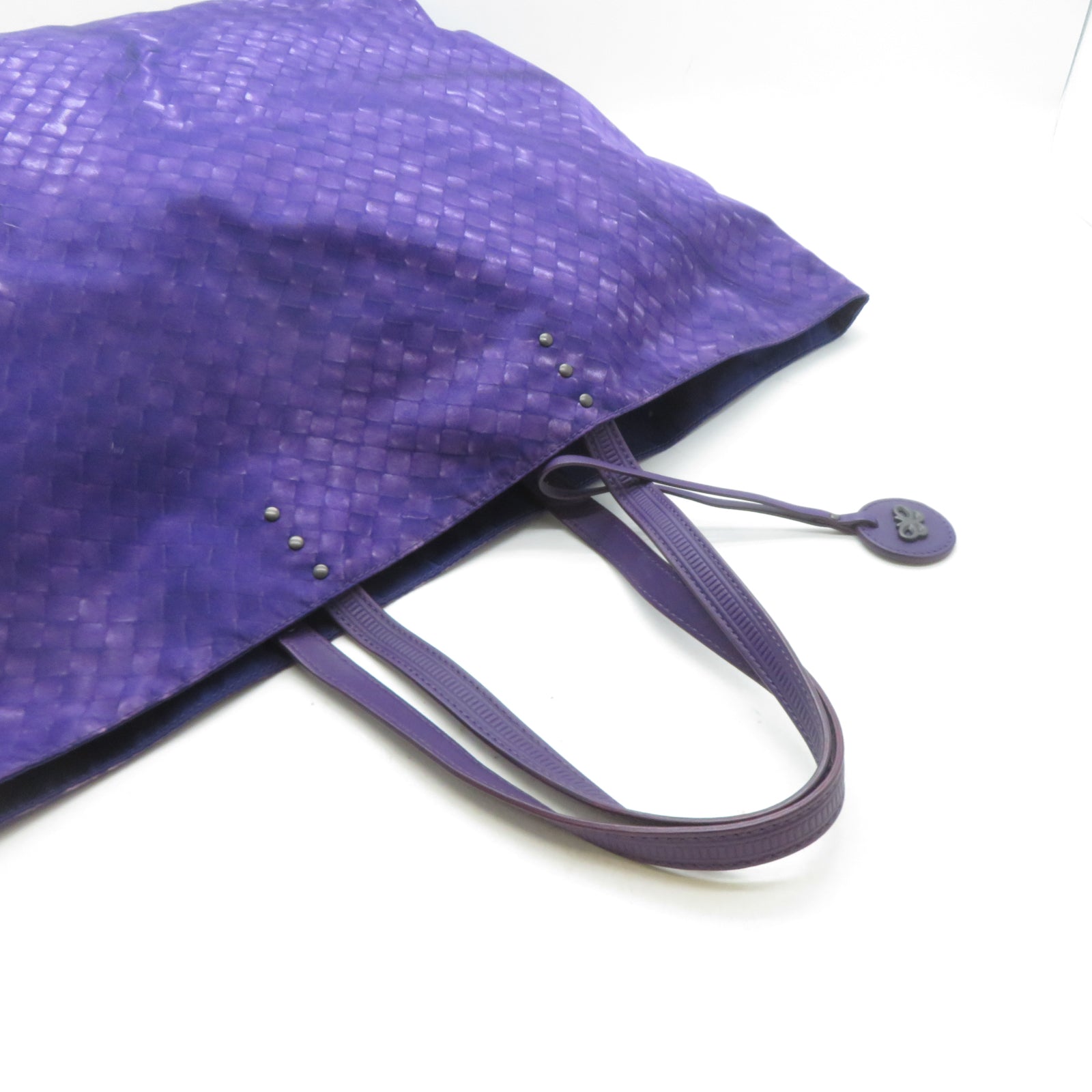 BOTTEGA VENETA 尼龍Tote Bag銀扣肩背袋紫色