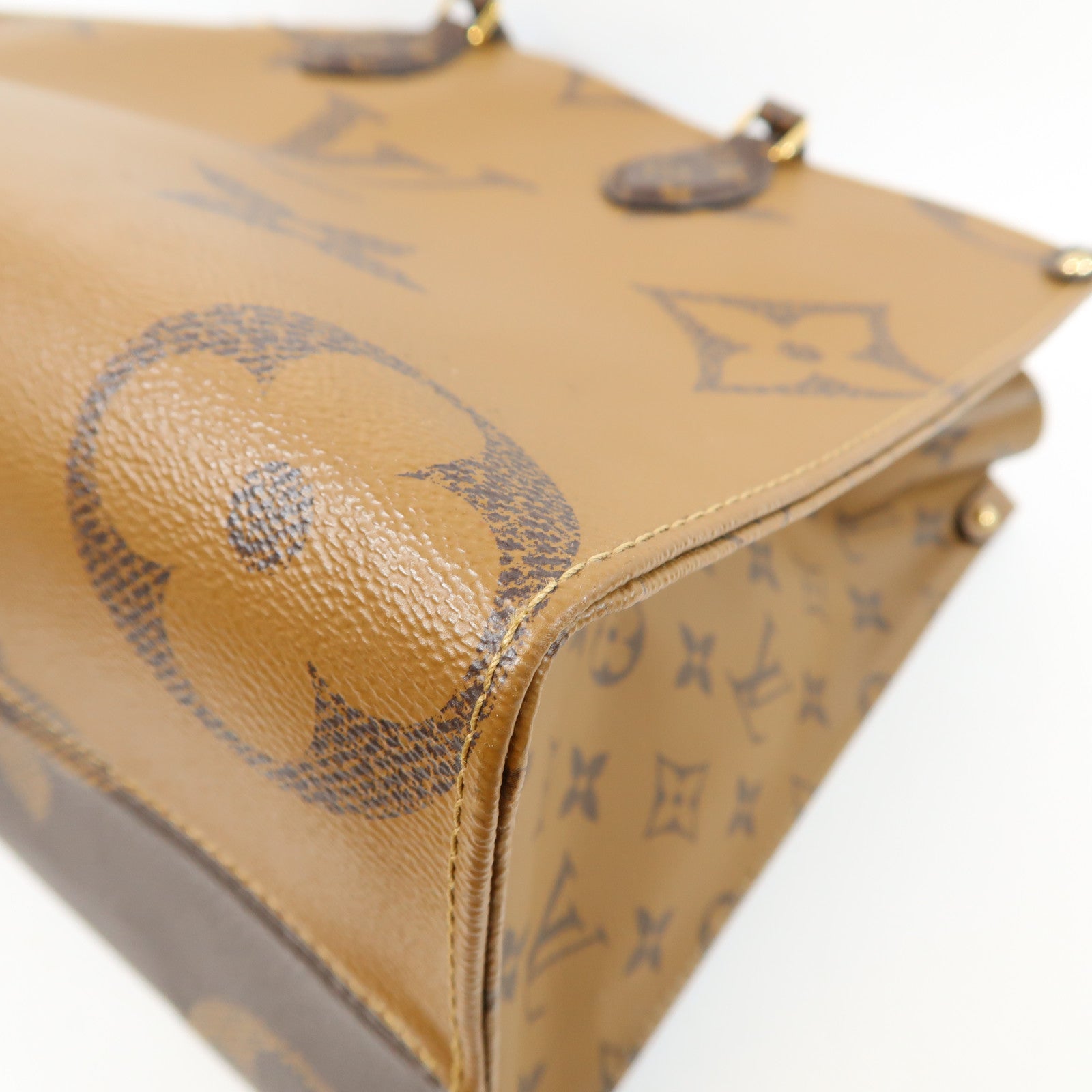 LOUIS VUITTON Monogram Reverse On The Go MM金扣手挽肩背兩用袋啡色