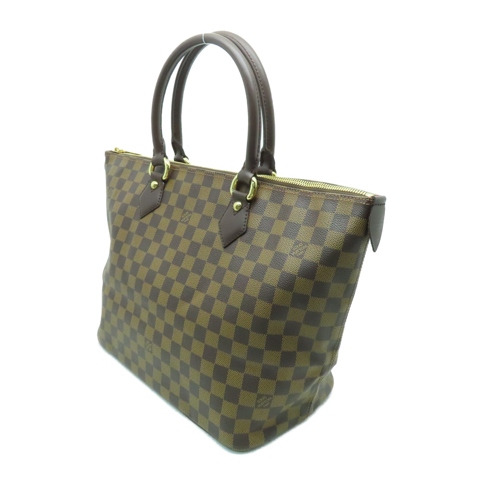 LOUIS VUITTON Damier Saleya MM金扣手挽袋啡色