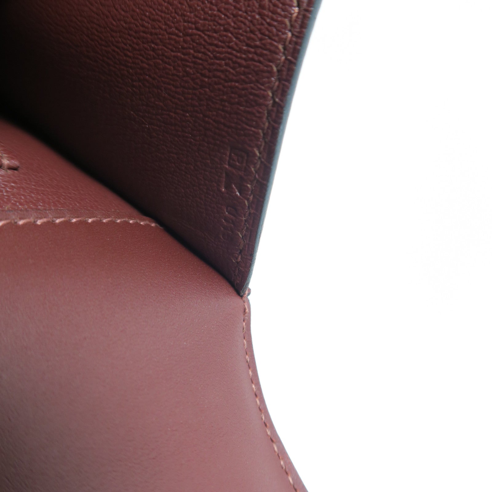 HERMES Swift皮革/Sombrero皮革Etriviere II銀扣手挽袋Rough暗紅色