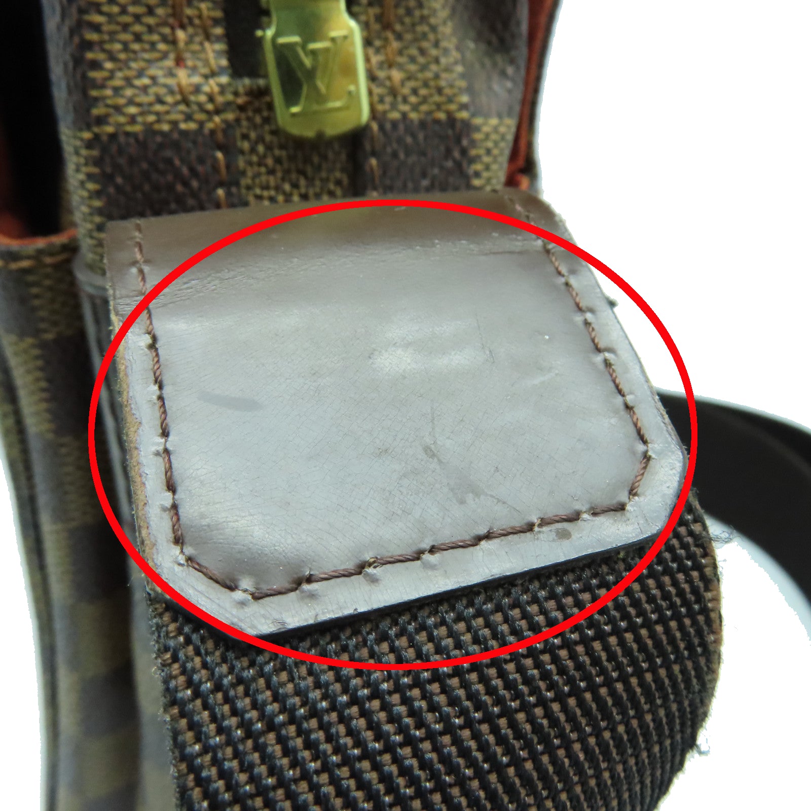 LOUIS VUITTON Damier Naviglio金扣肩背袋啡色