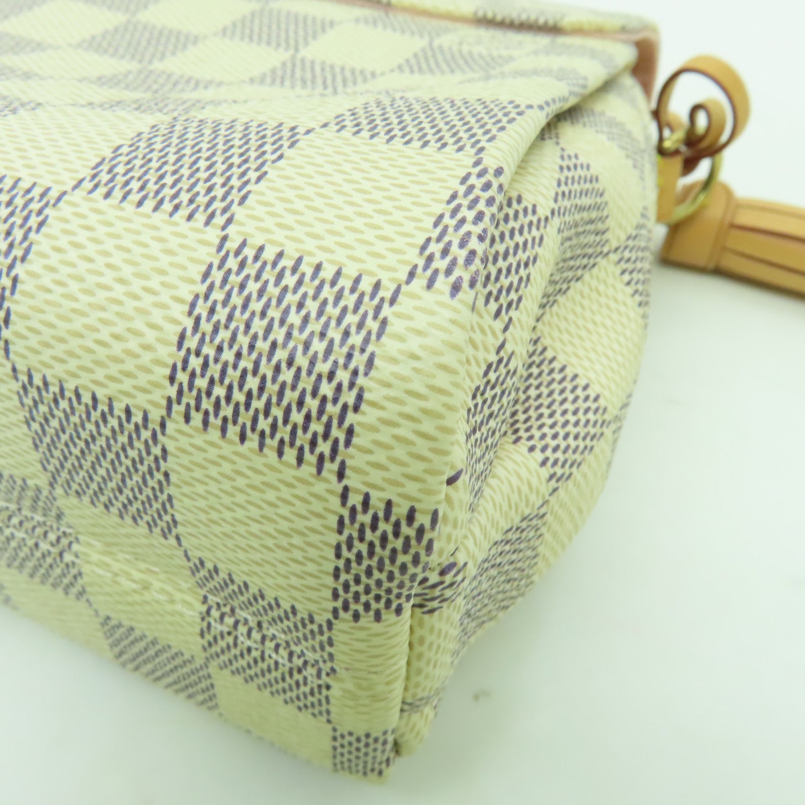 LOUIS VUITTON Damier Azur Croisette 金扣手挽肩背兩用袋白色