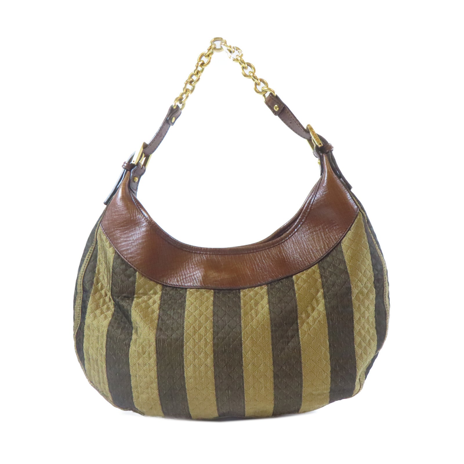 FENDI 帆布Shoulder Bag金扣肩背袋啡色
