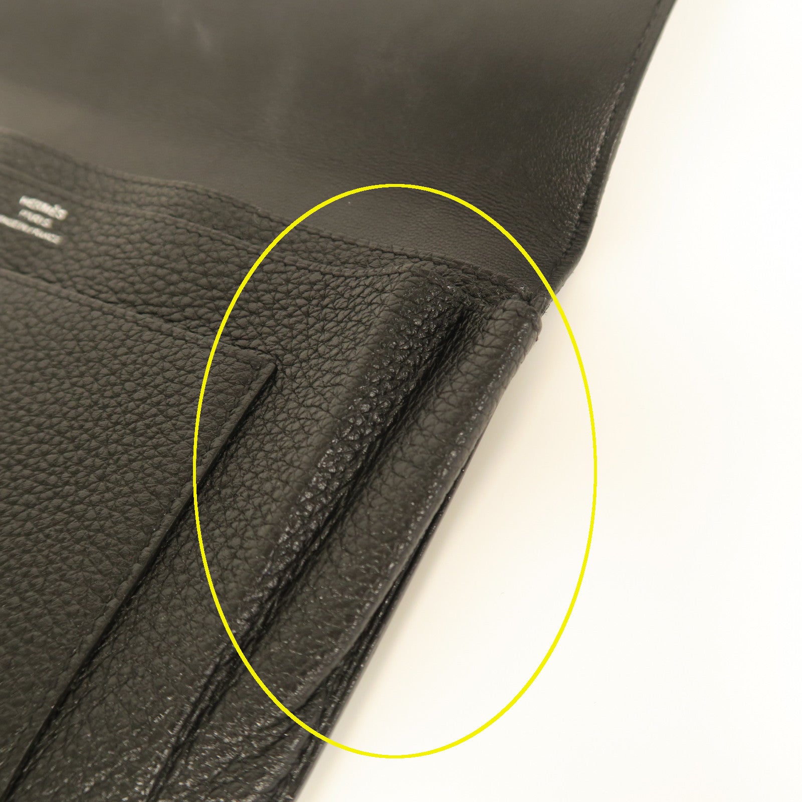 HERMES Clemence皮革Dogon Duo Wallet銀扣長錢包黑色