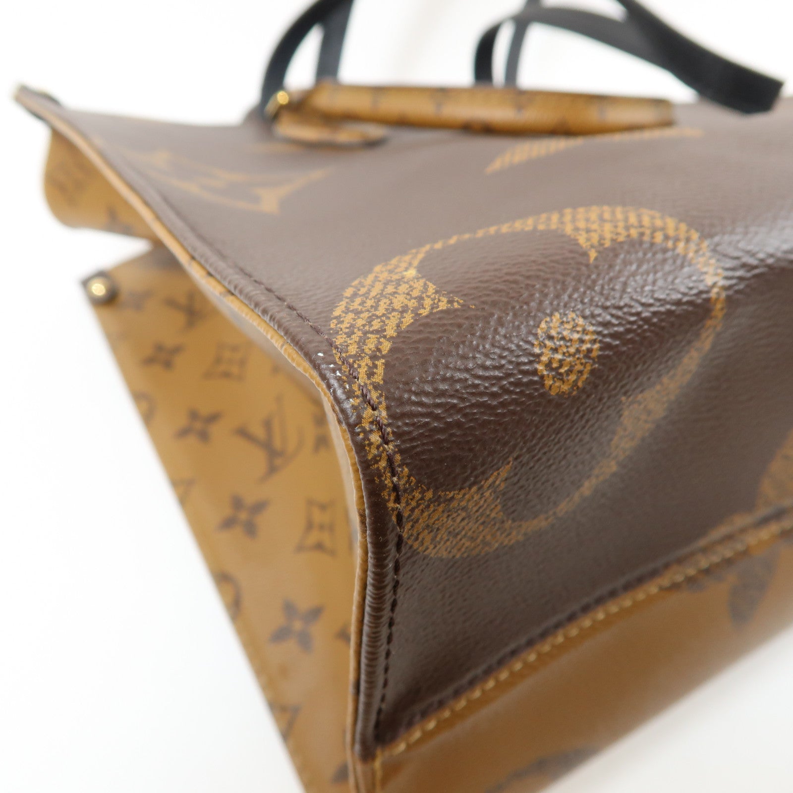 LOUIS VUITTON Monogram Reverse On The Go MM金扣手挽肩背兩用袋啡色