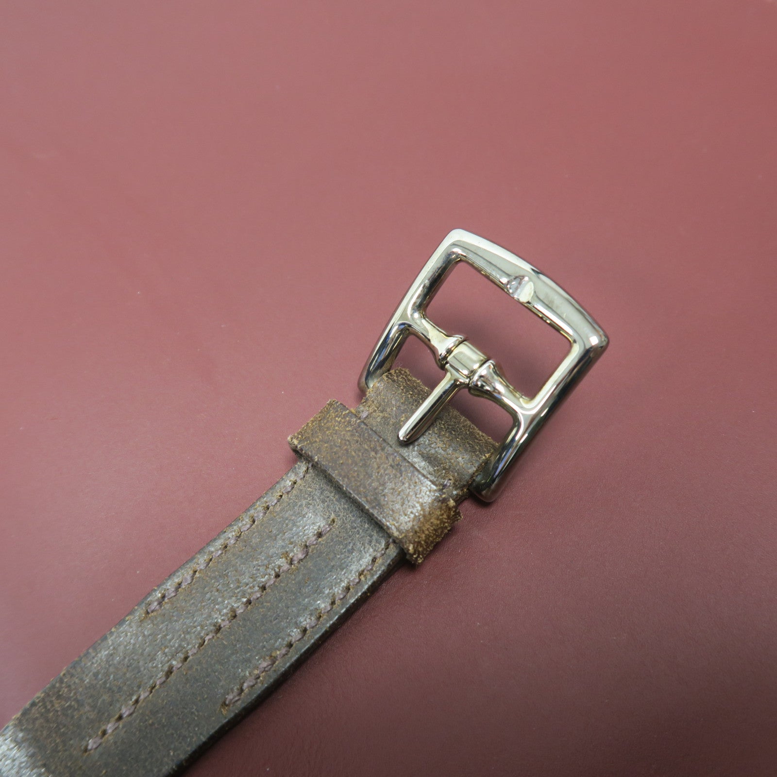HERMES Swift皮革/Sombrero皮革Etriviere II銀扣手挽袋Rough暗紅色