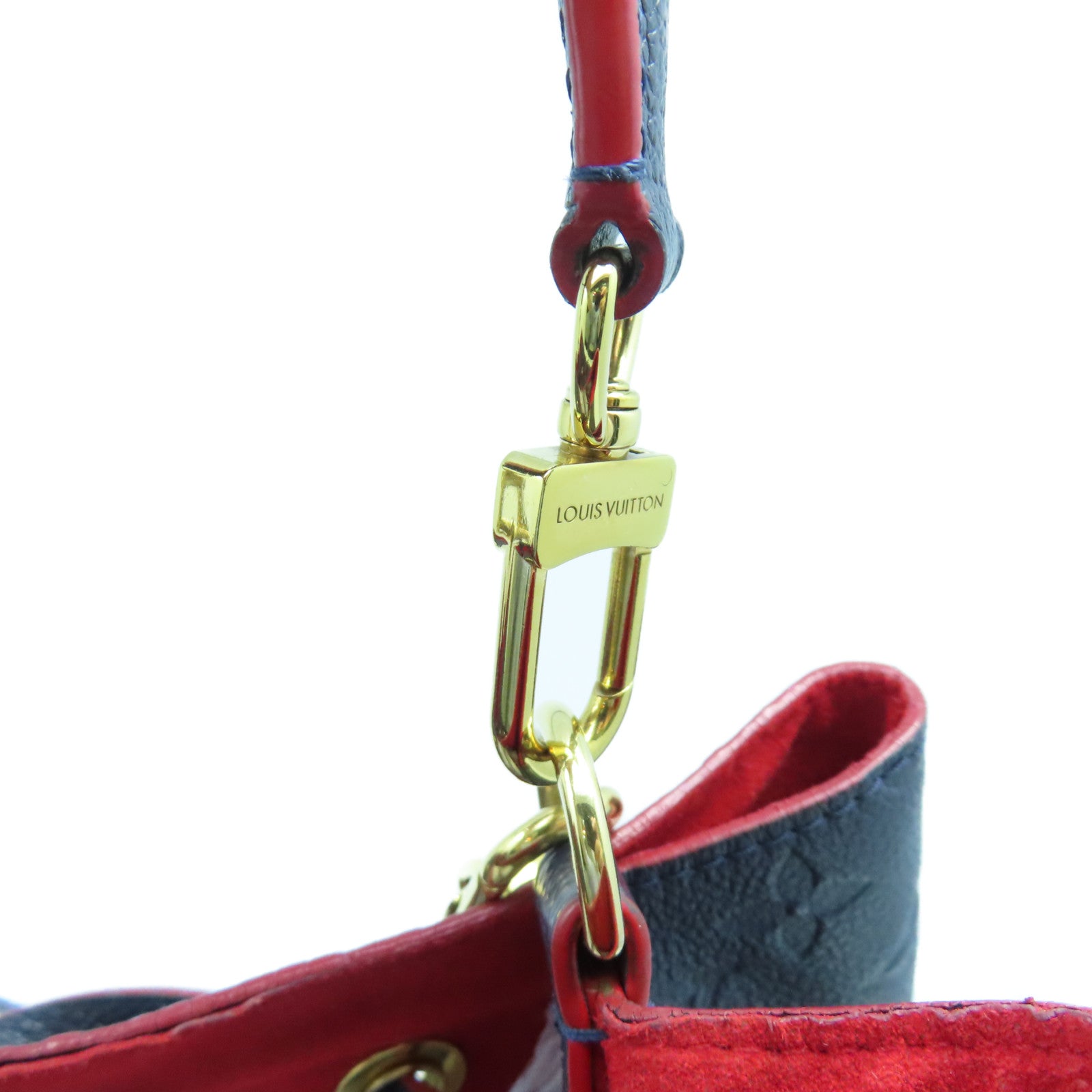 LOUIS VUITTON Monogram Empreinte Neo Noe MM金扣手挽肩背兩用袋藍色