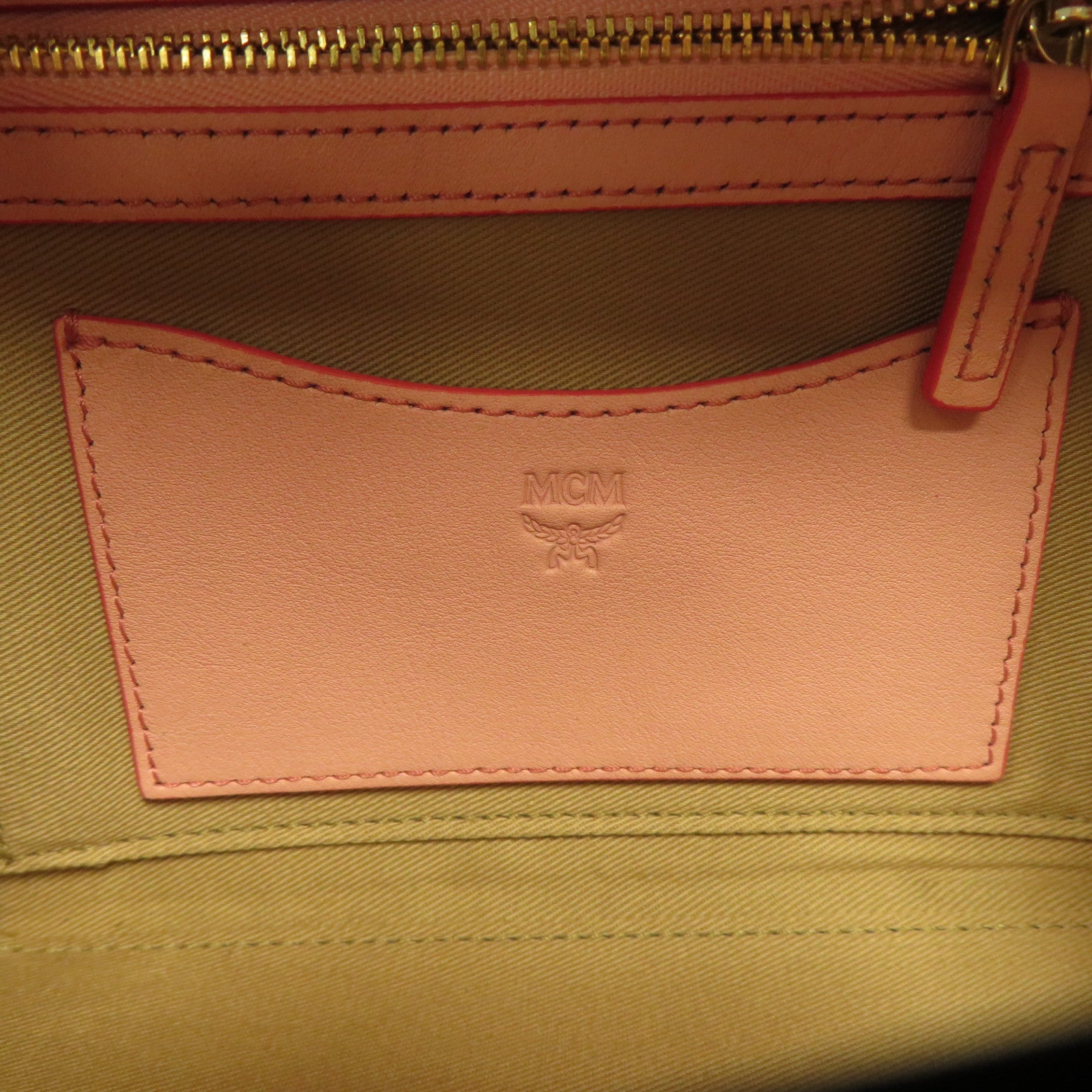 MCM 皮革Shoulder Bag金扣手挽肩背兩用袋粉紅色