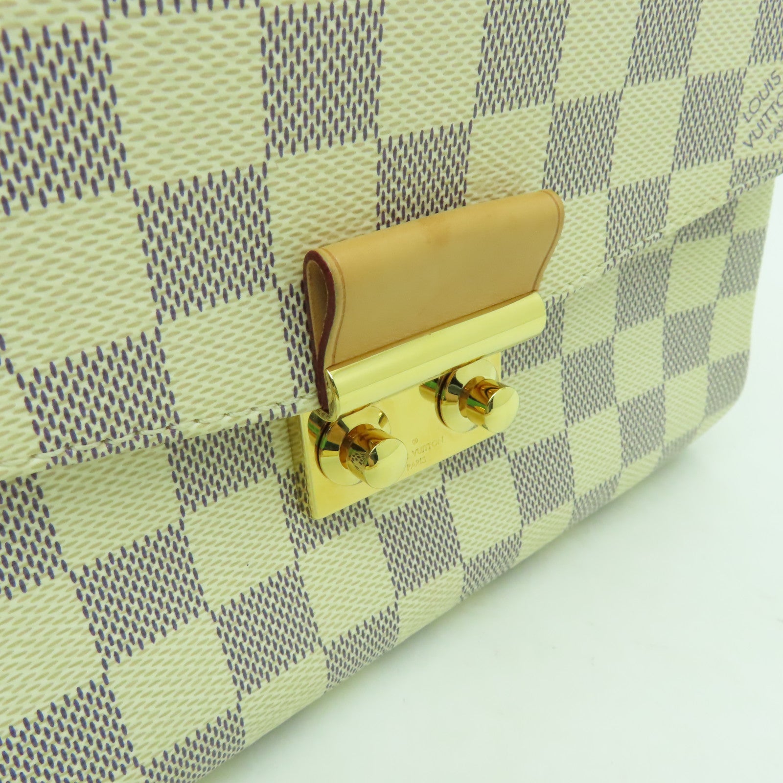 LOUIS VUITTON Damier Azur Croisette 金扣手挽肩背兩用袋白色