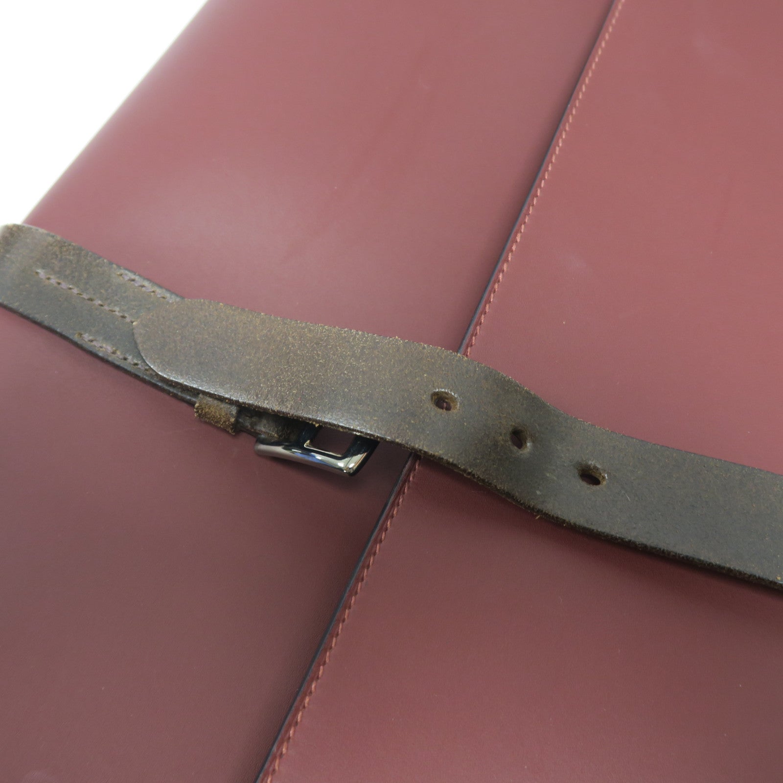HERMES Swift皮革/Sombrero皮革Etriviere II銀扣手挽袋Rough暗紅色