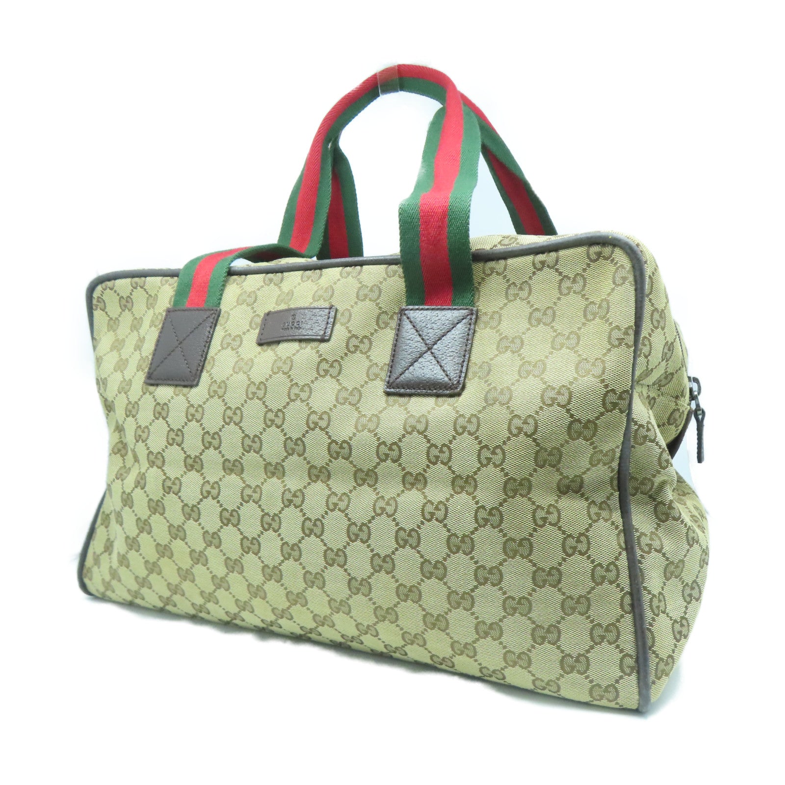 GUCCI 帆布Tote Bag銀扣手挽袋/旅行袋啡色