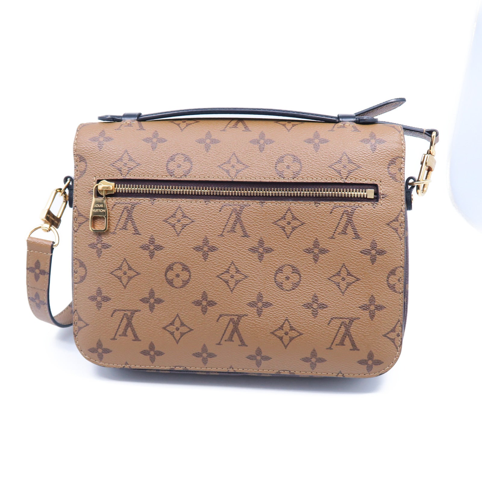 LOUIS VUITTON Monogram Reverse Pochette Meits金扣手挽肩背兩用袋棕色