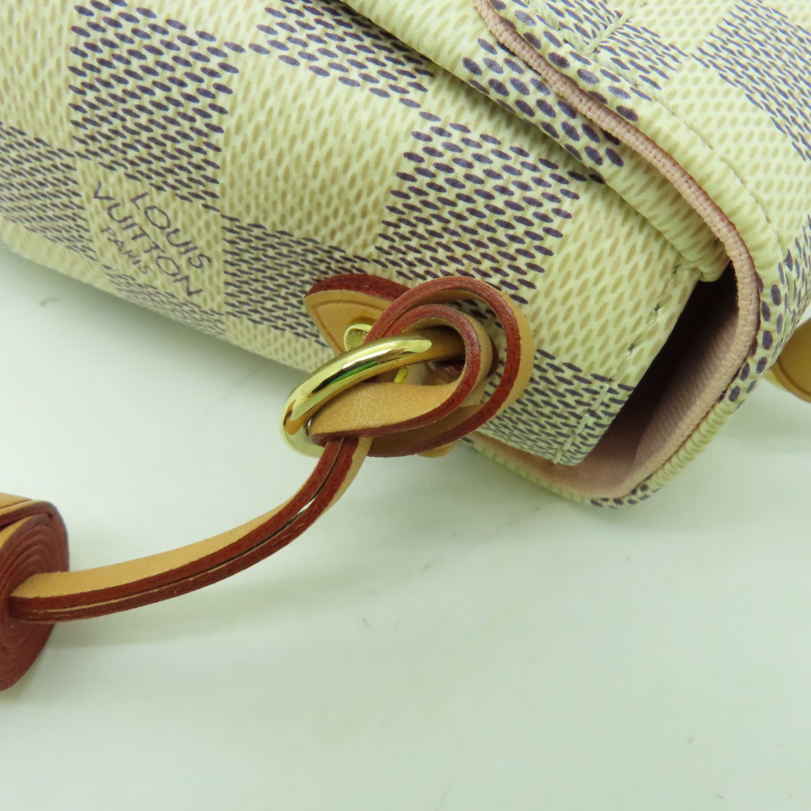 LOUIS VUITTON Damier Azur Croisette 金扣手挽肩背兩用袋白色