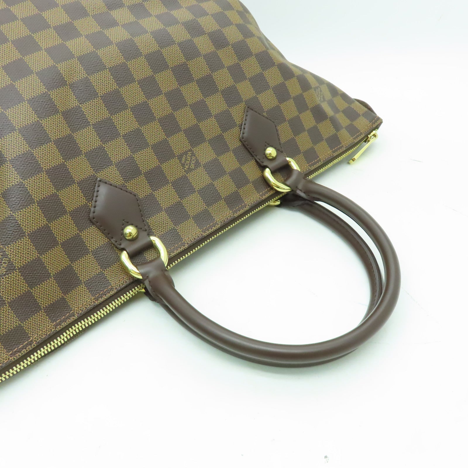LOUIS VUITTON Damier Saleya MM金扣手挽袋啡色