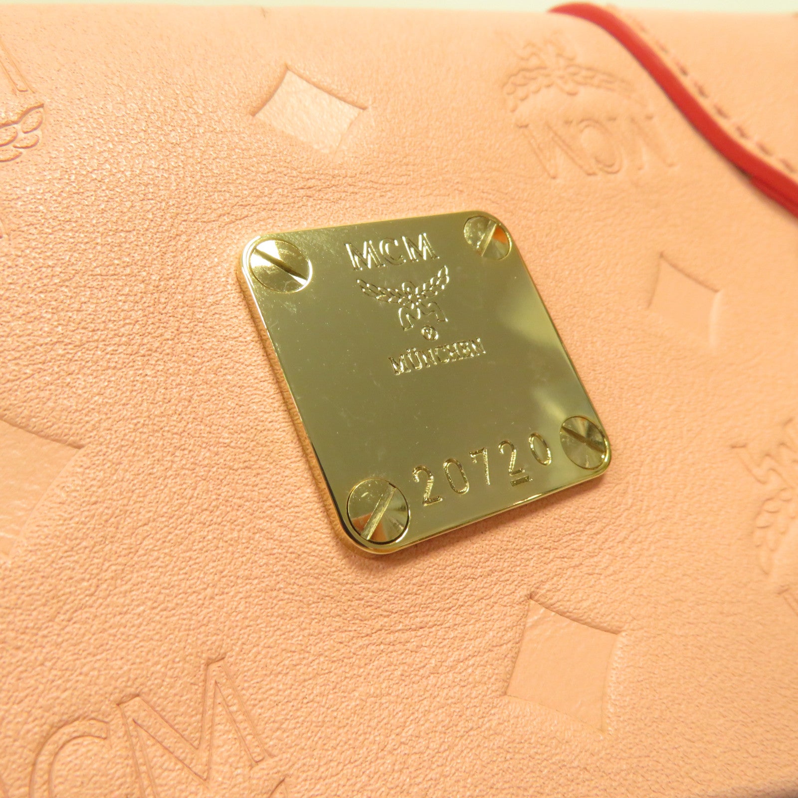 MCM 皮革Shoulder Bag金扣手挽肩背兩用袋粉紅色